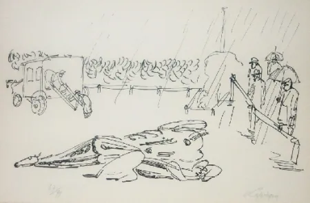 Lithografie Lapicque - L'accident