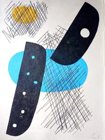 Lithografie Lardera - Berto LARDERA, Abstract Geometric Composition, Original lithograph, 1970, Hand signed in pencil