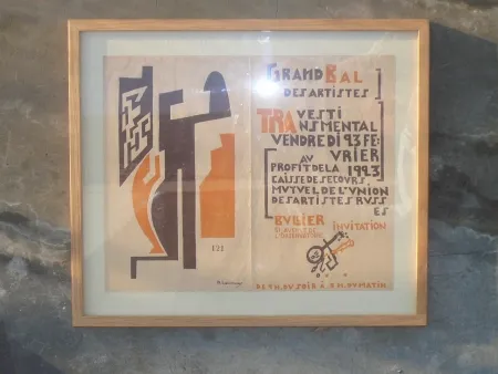 Houtsnede Larionov - Invitation pour le grand bal des artistes travesti transmental