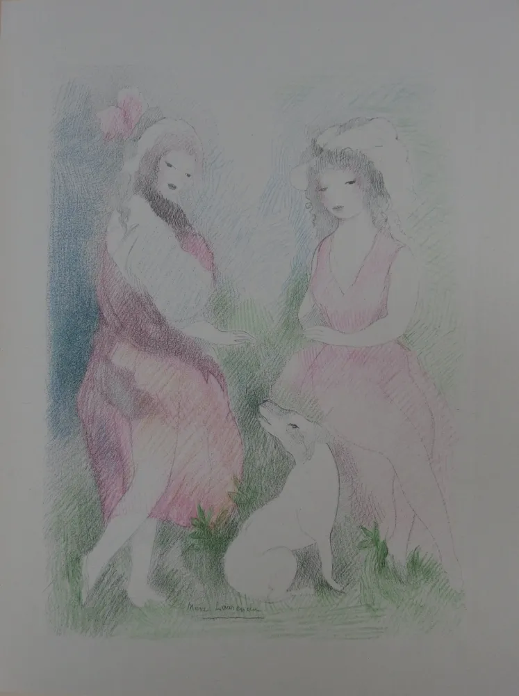 Lithografie Laurencin - Deux amies avec un chien