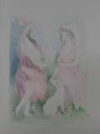 Lithografie Laurencin - Deux amies avec un chien