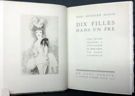 Geïllustreerd Boek Laurencin - DIX FILLES DANS UN PRÉ avec quatre gravures à l'eau-forte en hors-texte par Marie Laurencin (Ex. avec suite)