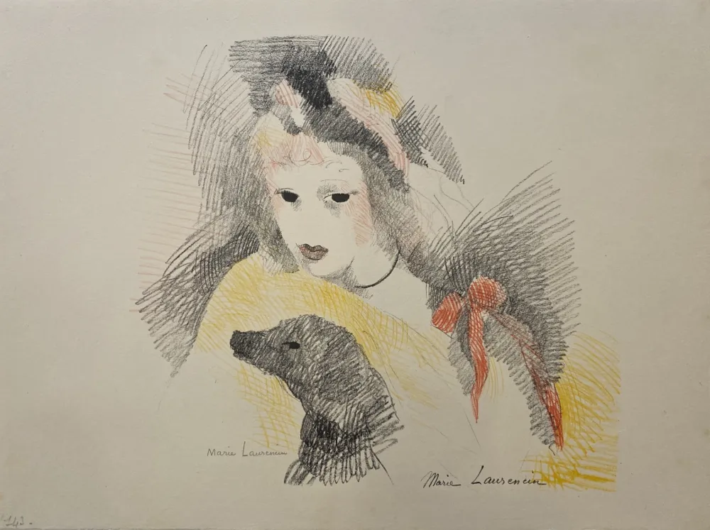 Lithografie Laurencin - Femme avec chien