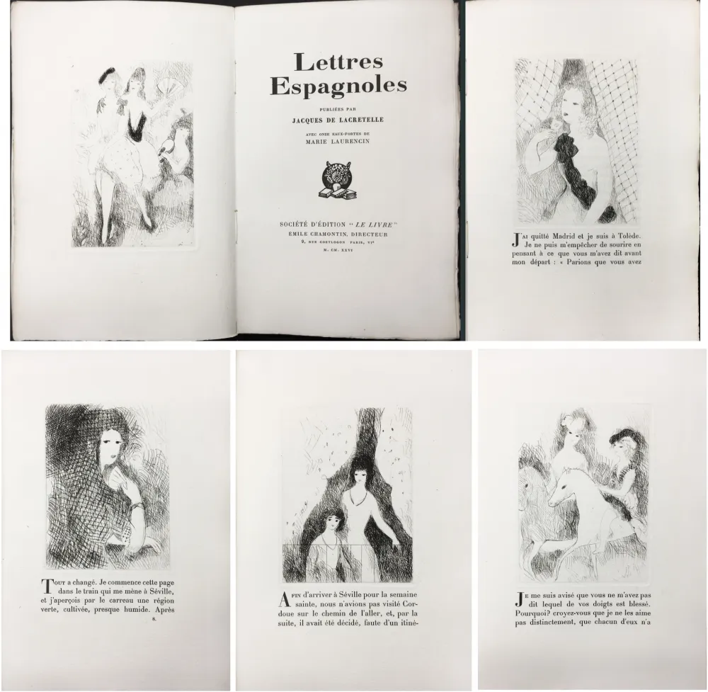 Geïllustreerd Boek Laurencin - J. de Lacretelle : LETTRES ESPAGNOLES. Avec 11 eaux-fortes de Marie Laurencin (1926)