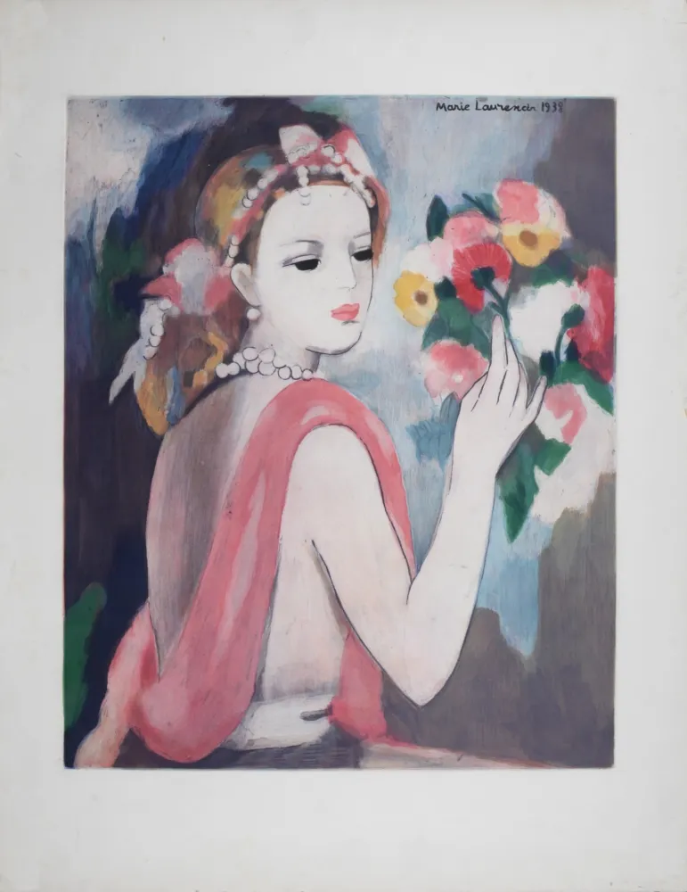 Ets Laurencin - Jeune femme au bouquet, circa 1980