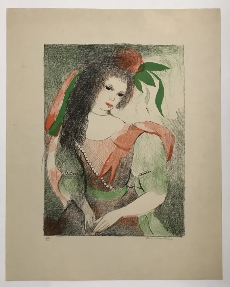 Lithografie Laurencin - Jeune Fille aux Trois Ornements de Perles