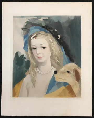 Ets En Aquatint Laurencin - Jeune Fille Avec Chien