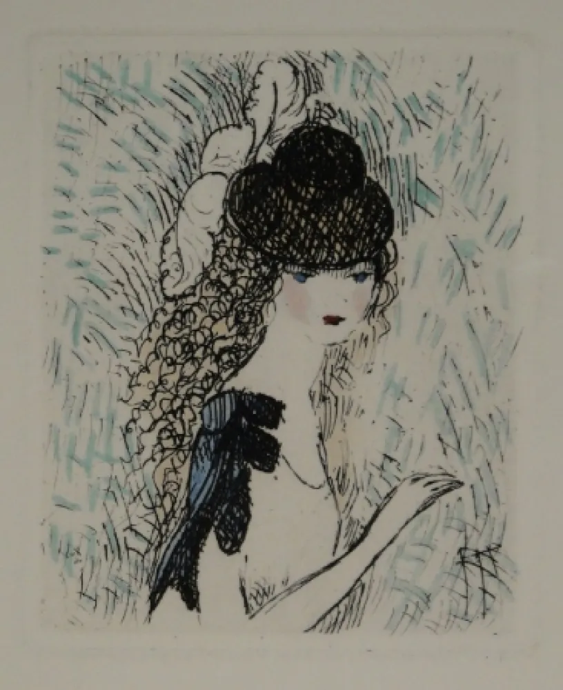 Ets En Aquatint Laurencin - Le chapeau sur les yeux
