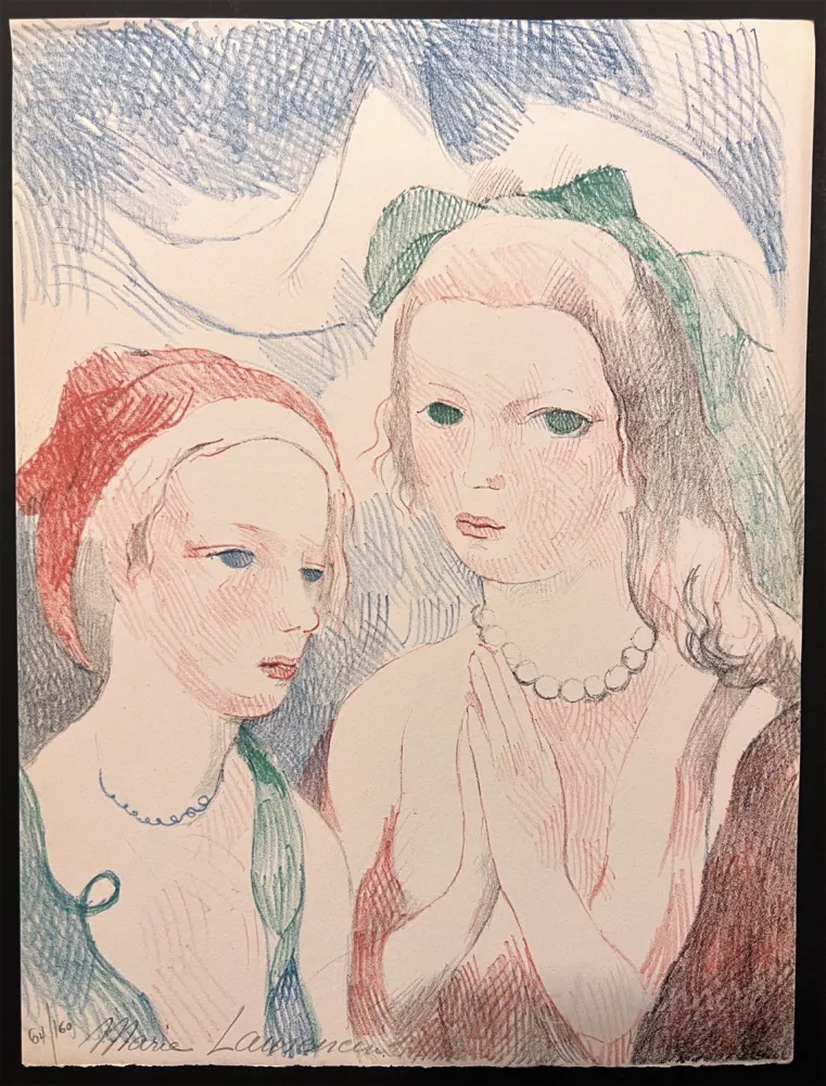 Lithografie Laurencin - LES DEUX AMIES. Lithographie originale signée pour 