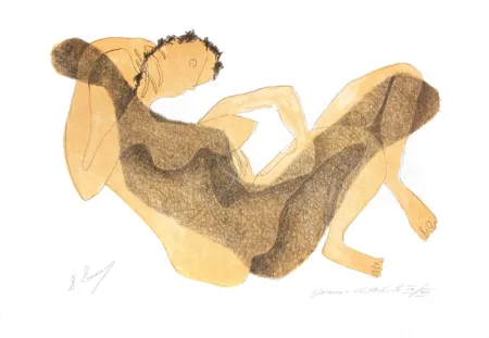Lithografie Laurens - Femme allongée au bras levé (1950)