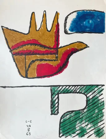 Lithografie Le Corbusier - La Main ouverte. 1963. Signée. 