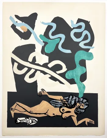 Lithografie Le Corbusier - MILIEU. (Le Poème de l'angle droit, 1955). Planche 4. (4-A4)