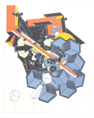 Lithografie Le Yaouanc - La Terre (Hommage aux bâtisseurs)