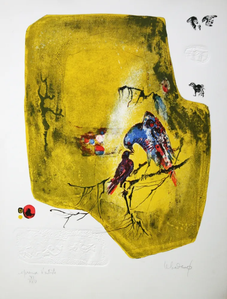 Lithografie Lebadang - Birds on a Branch