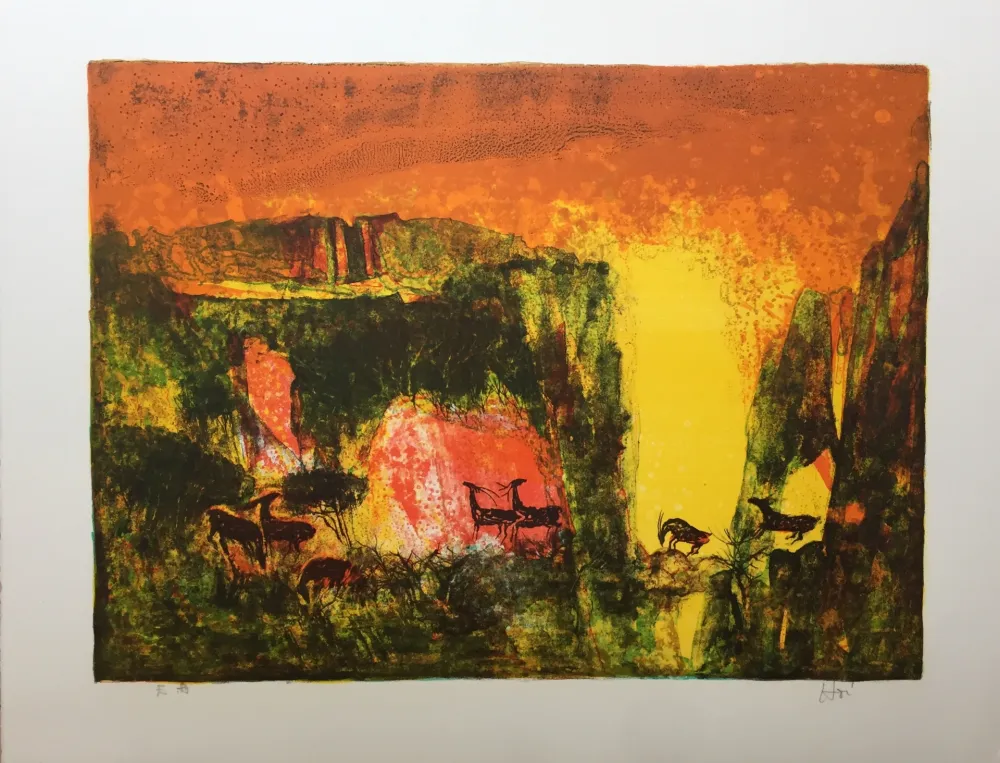 Lithografie Lebadang - Grotte aux biches