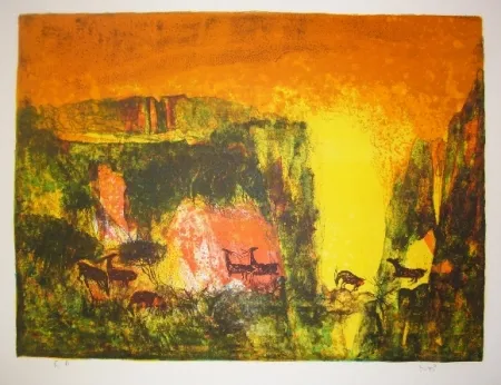 Lithografie Lebadang - Grotte aux biches