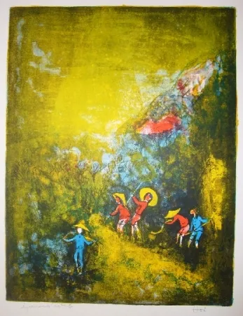 Lithografie Lebadang - Travaux au champ