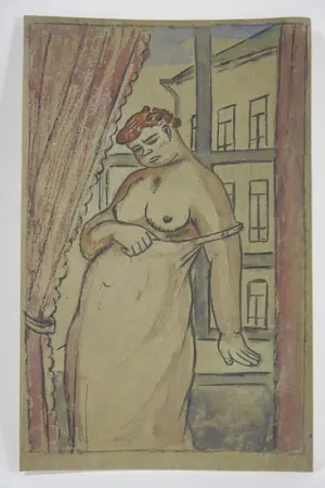Geen Techniek Lébédeff  - Jean Lébédeff (1884-1972). Femme à la fenêtre. Encre et aquarelle.