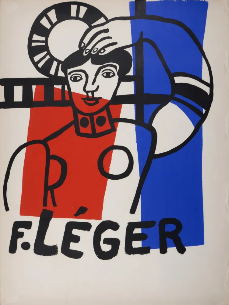 Lithografie Leger - Danseuse tricolore au tambourin, 1955.