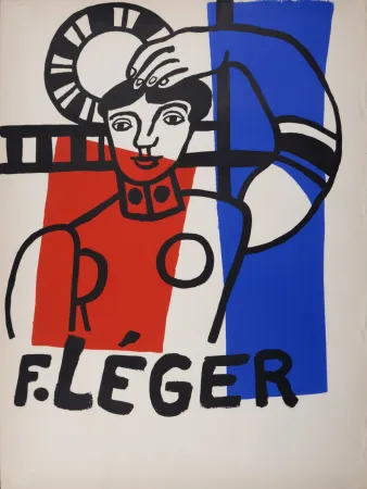 Lithografie Leger - Danseuse tricolore au tambourin, 1955.