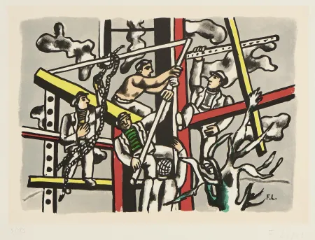 Lithografie Leger - Fernad Legér (1881–1955) – Les constructeurs – Color lithograph on paper – 1950
