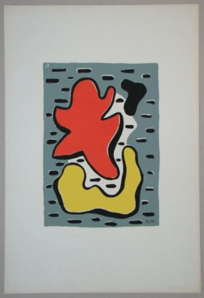 Zeefdruk Leger - Figures rouge et jaune, 1950