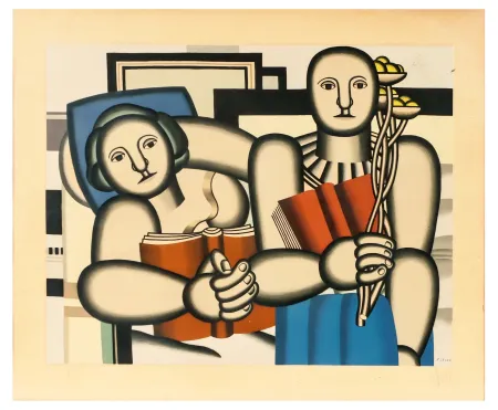 Lithografie Leger - LA LECTURE - 1924. Lithographie signée et numérotée (Galerie Louis Carré 1953)