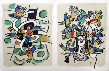 Lithografie Leger - LA REINE DES PERROQUETS (CIRQUE. 1950)