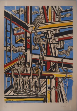 Lithografie Leger - Les constructeurs