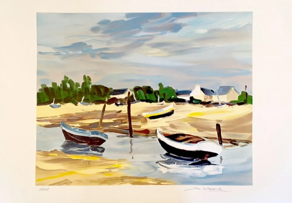 Lithografie Levasseur - Barques