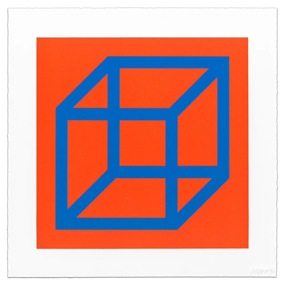 Linosnede Lewitt - Cubes in Color on Color