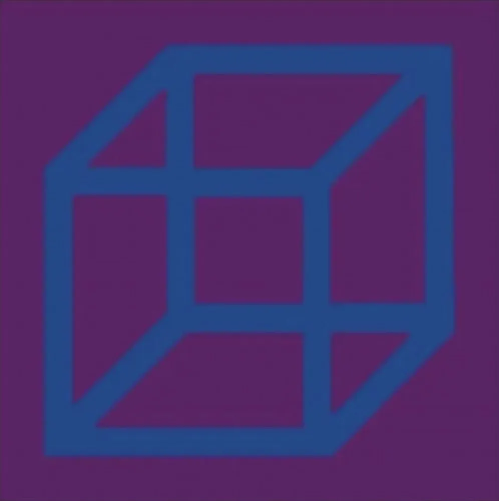 Linosnede Lewitt - Cubes in Color on Color (Purple/Blue)