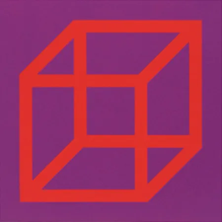 Linosnede Lewitt - Cubes in Color on Color (Purple/Red)