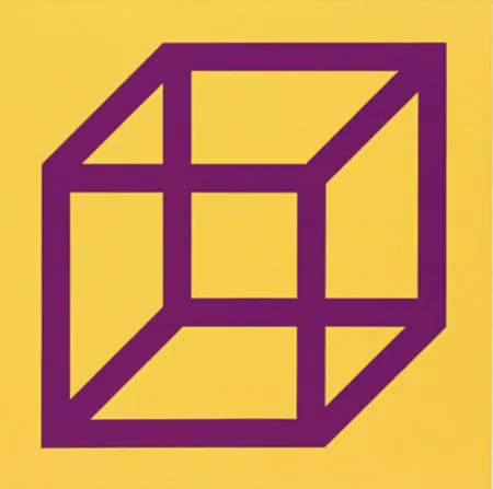Linosnede Lewitt - Cubes in Color on Color (Yellow/Purple)