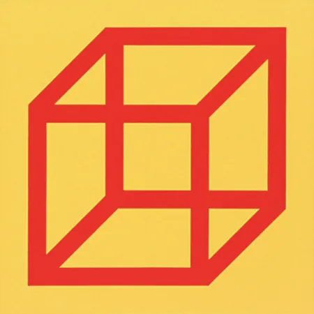 Linosnede Lewitt - Cubes in Color on Color (Yellow/Red)