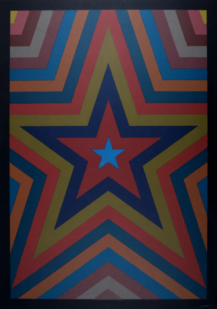 Zeefdruk Lewitt - Five Pointed Star with Color Bands