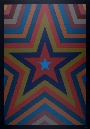 Zeefdruk Lewitt - Five Pointed Star with Color Bands