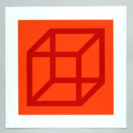 Linosnede Lewitt - Open Cube in Color on Color Plate 03