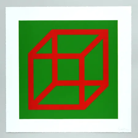 Linosnede Lewitt - Open Cube in Color on Color Plate 04