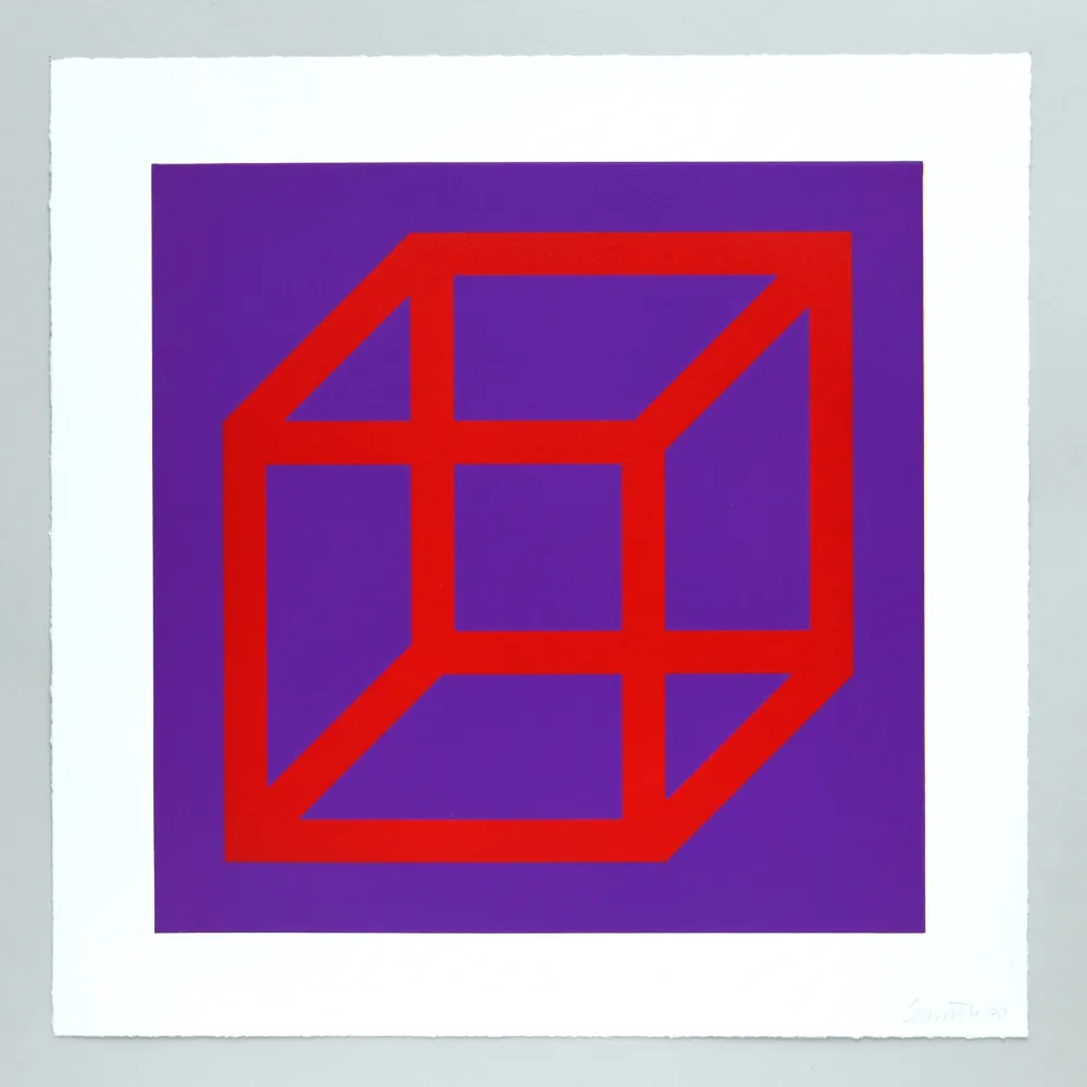 Linosnede Lewitt - Open Cube in Color on Color Plate 05
