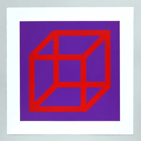 Linosnede Lewitt - Open Cube in Color on Color Plate 05
