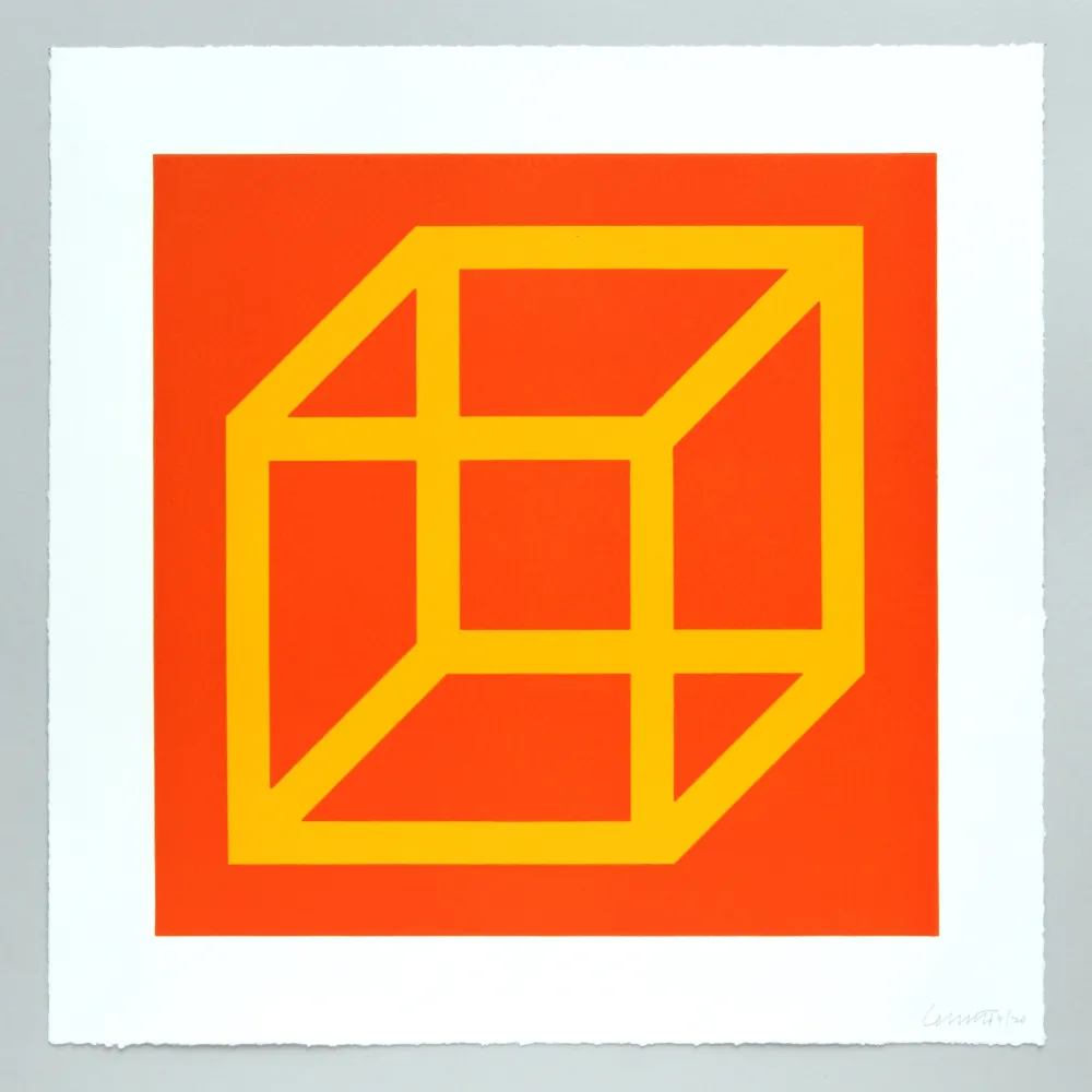 Linosnede Lewitt - Open Cube in Color on Color Plate 07