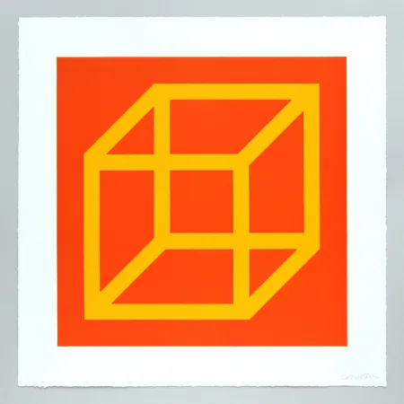 Linosnede Lewitt - Open Cube in Color on Color Plate 07