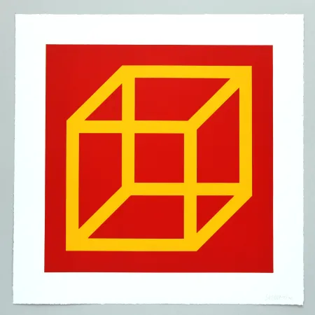 Linosnede Lewitt - Open Cube in Color on Color Plate 10