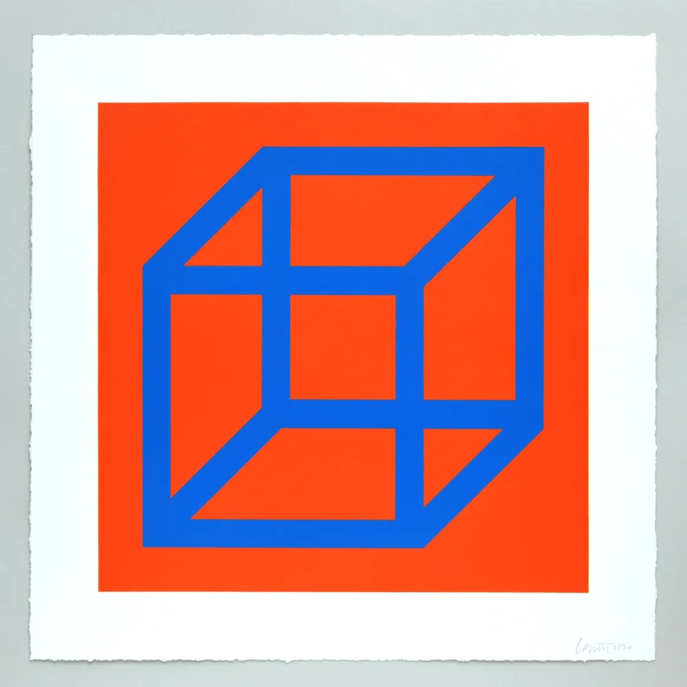 Linosnede Lewitt - Open Cube in Color on Color Plate 11