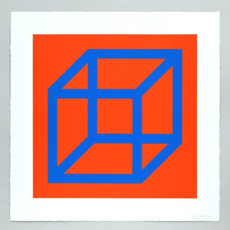 Linosnede Lewitt - Open Cube in Color on Color Plate 11