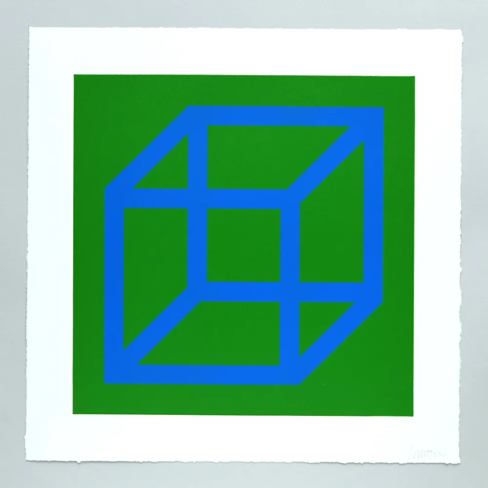 Linosnede Lewitt - Open Cube in Color on Color Plate 12