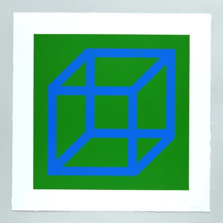 Linosnede Lewitt - Open Cube in Color on Color Plate 12