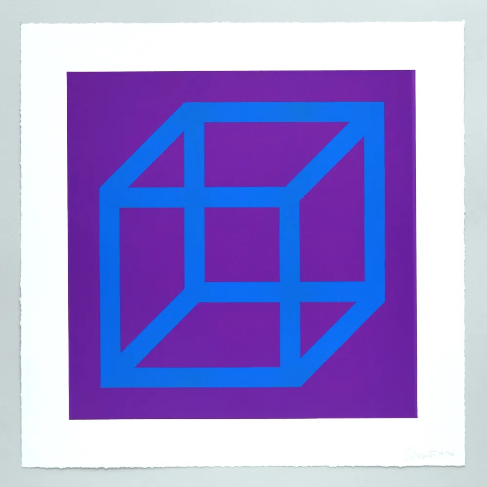Linosnede Lewitt - Open Cube in Color on Color Plate 13