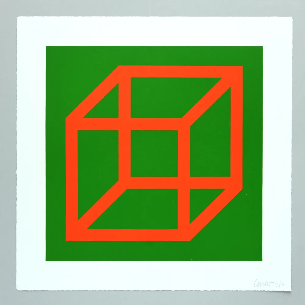 Linosnede Lewitt - Open Cube in Color on Color Plate 16